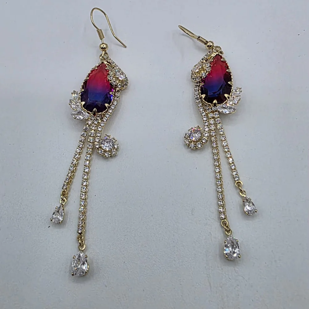 IElegant Multicolor Crystal Drop Earrings